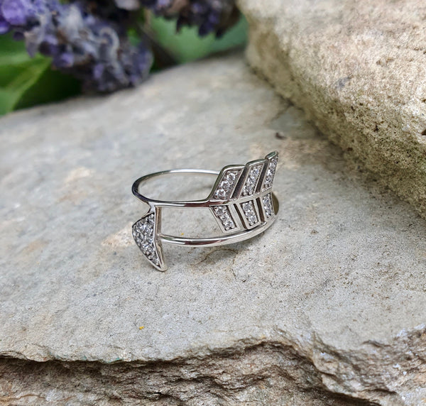 Arrow Ring, Sterling Silver And Zircon