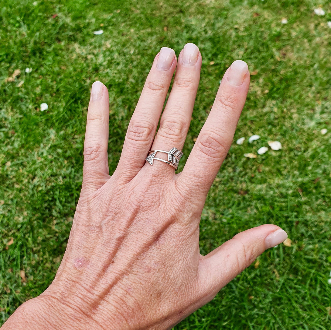 Arrow Ring, Sterling Silver And Zircon