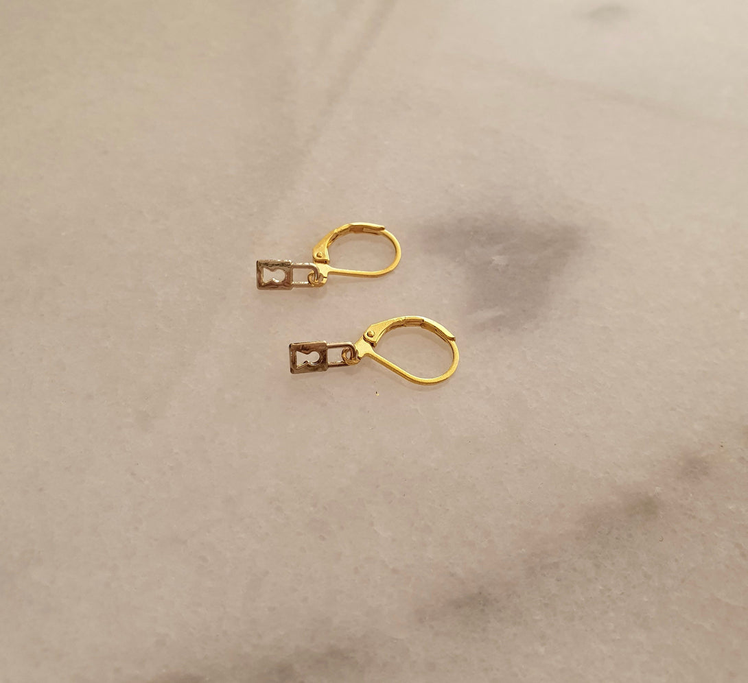 Tiny Gold Padlock Earrings