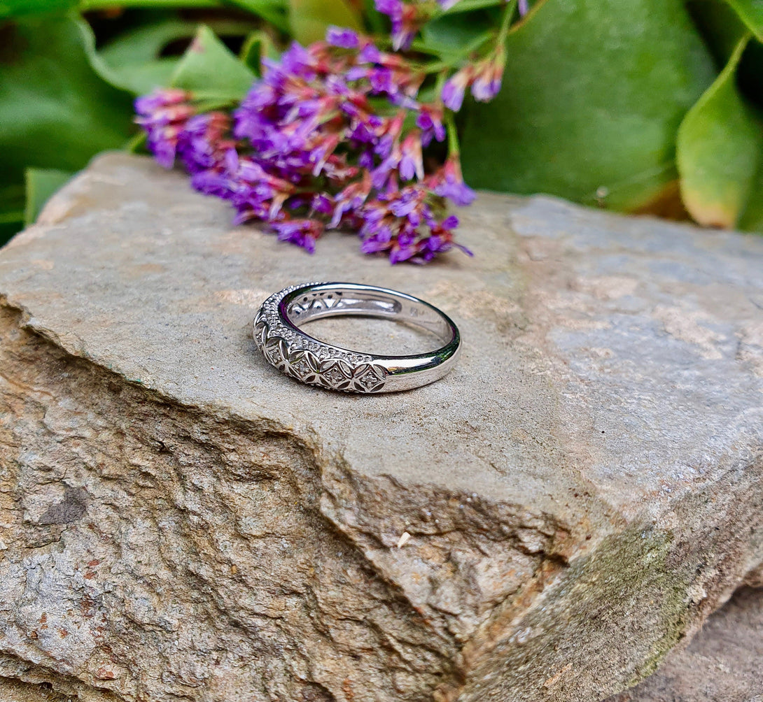 Art Deco Diamond Ring In Sterling Silver