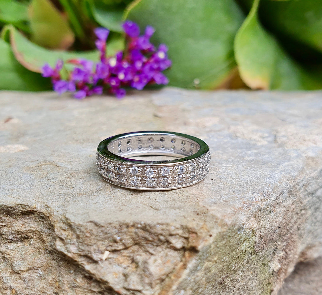 Full Eternity Ring, Pave, Sterling Silver