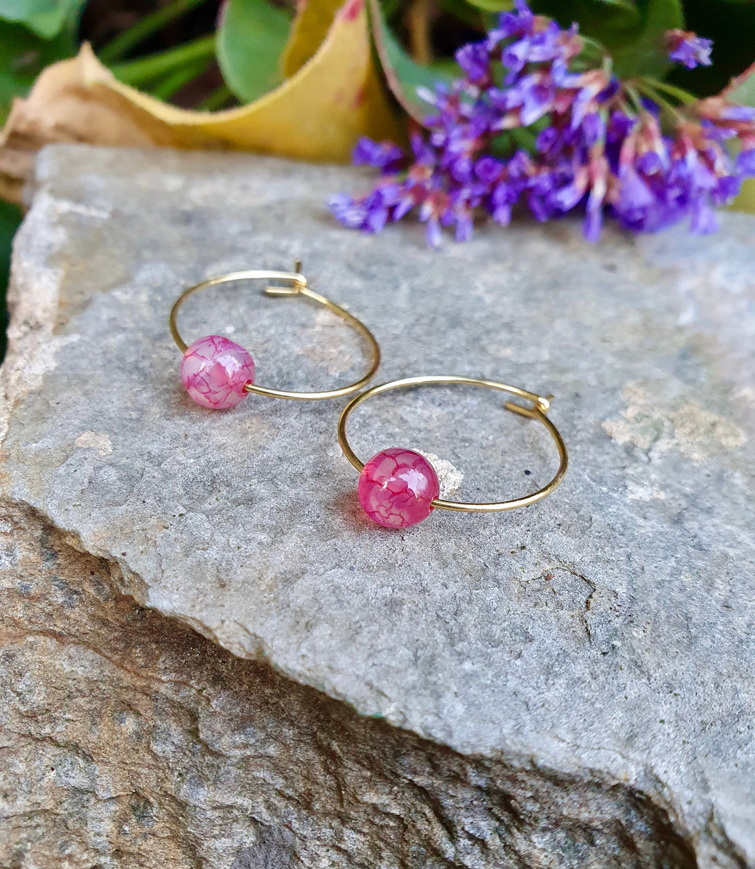 Gemstone Hoop Earrings, Tourmaline, Smoky Quartz, Birthstone Jewellery