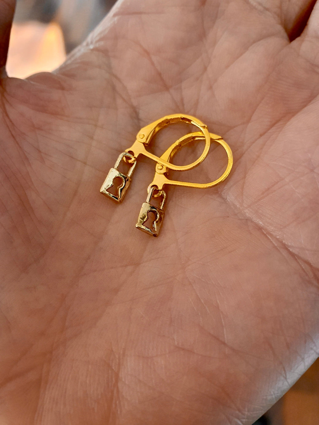 Tiny Gold Padlock Earrings