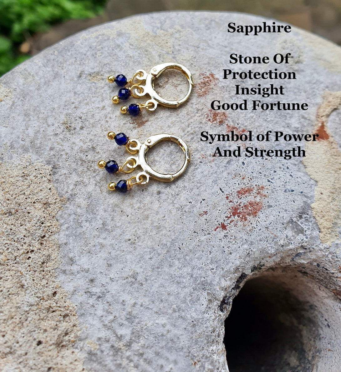 Blue Sapphire Mini Chandelier Hoop Earrings, September Birthstone Jewellery