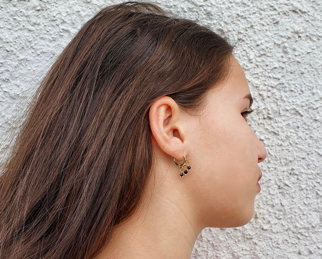 Mini Garnet Chandelier Hoop Earrings, January Birthstone Jewellery