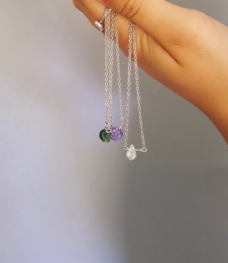 Minimalist Gemstone Necklace, Handmade Healing Birthstone Jewellery