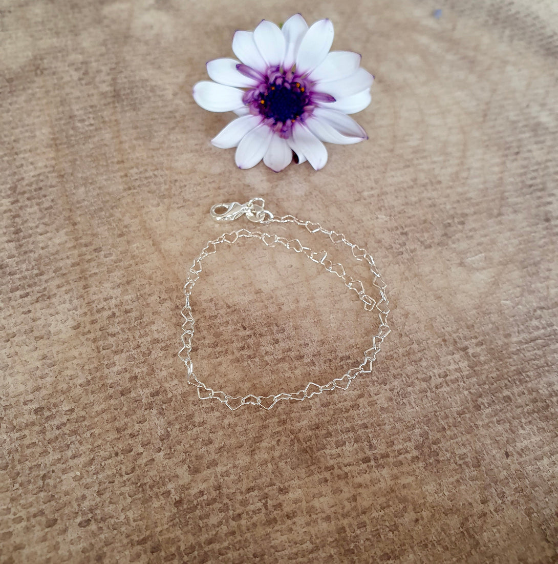 Sterling Silver Heart Link Bracelet