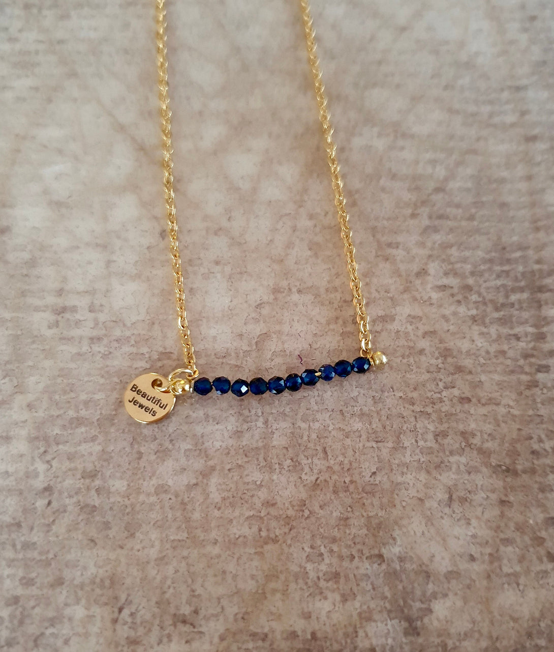 Mini Sapphire Gemstone Bar Necklace, Birthstone Jewellery