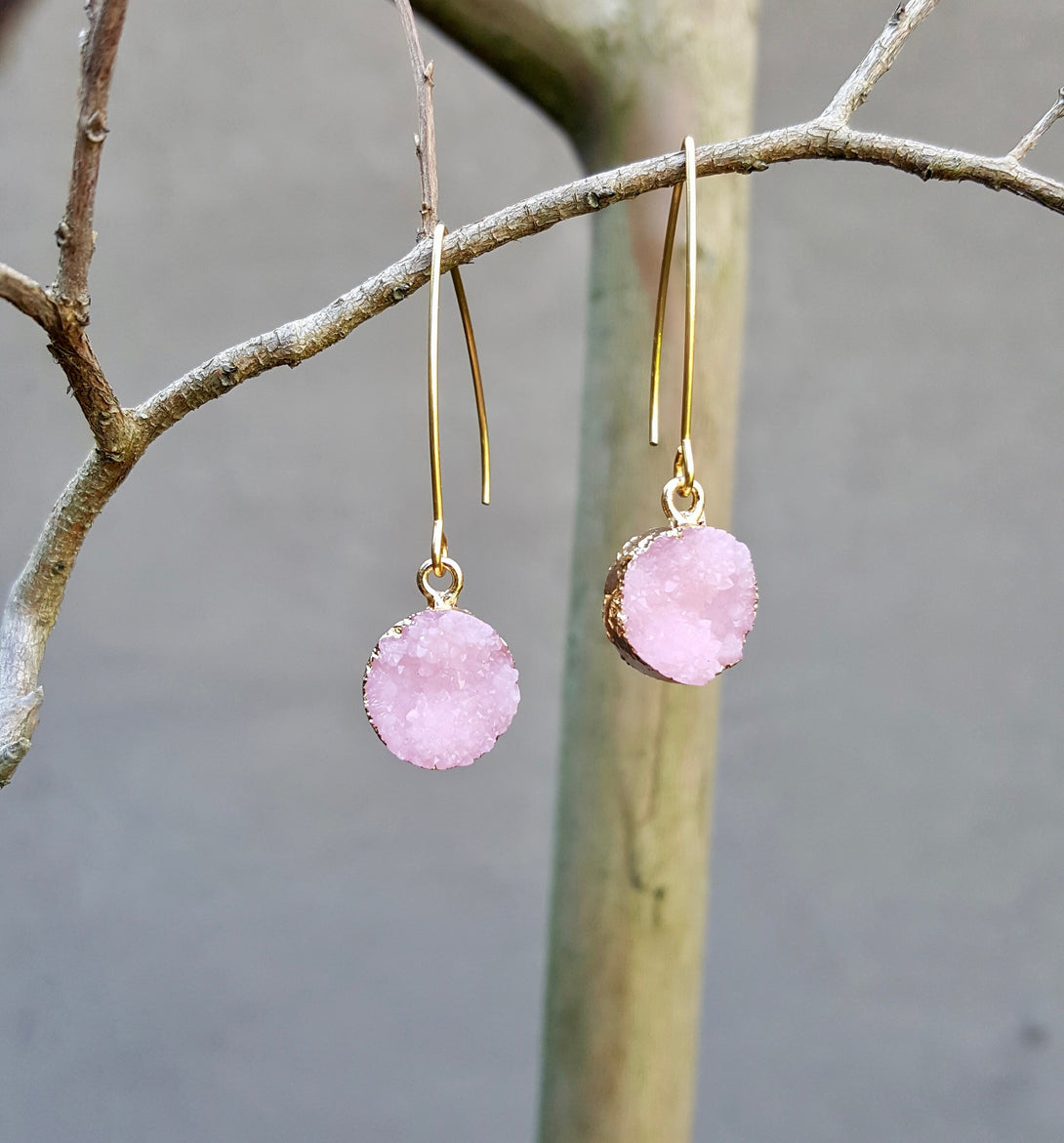 Druzy Quartz And Resin Earrings, Gemstones That Heal