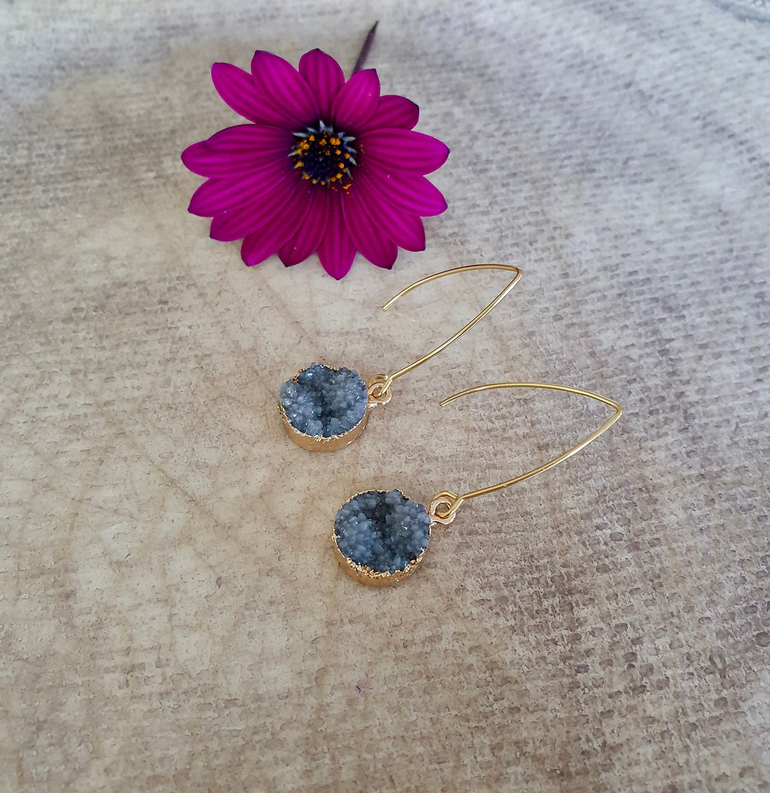 Druzy Quartz And Resin Earrings, Gemstones That Heal