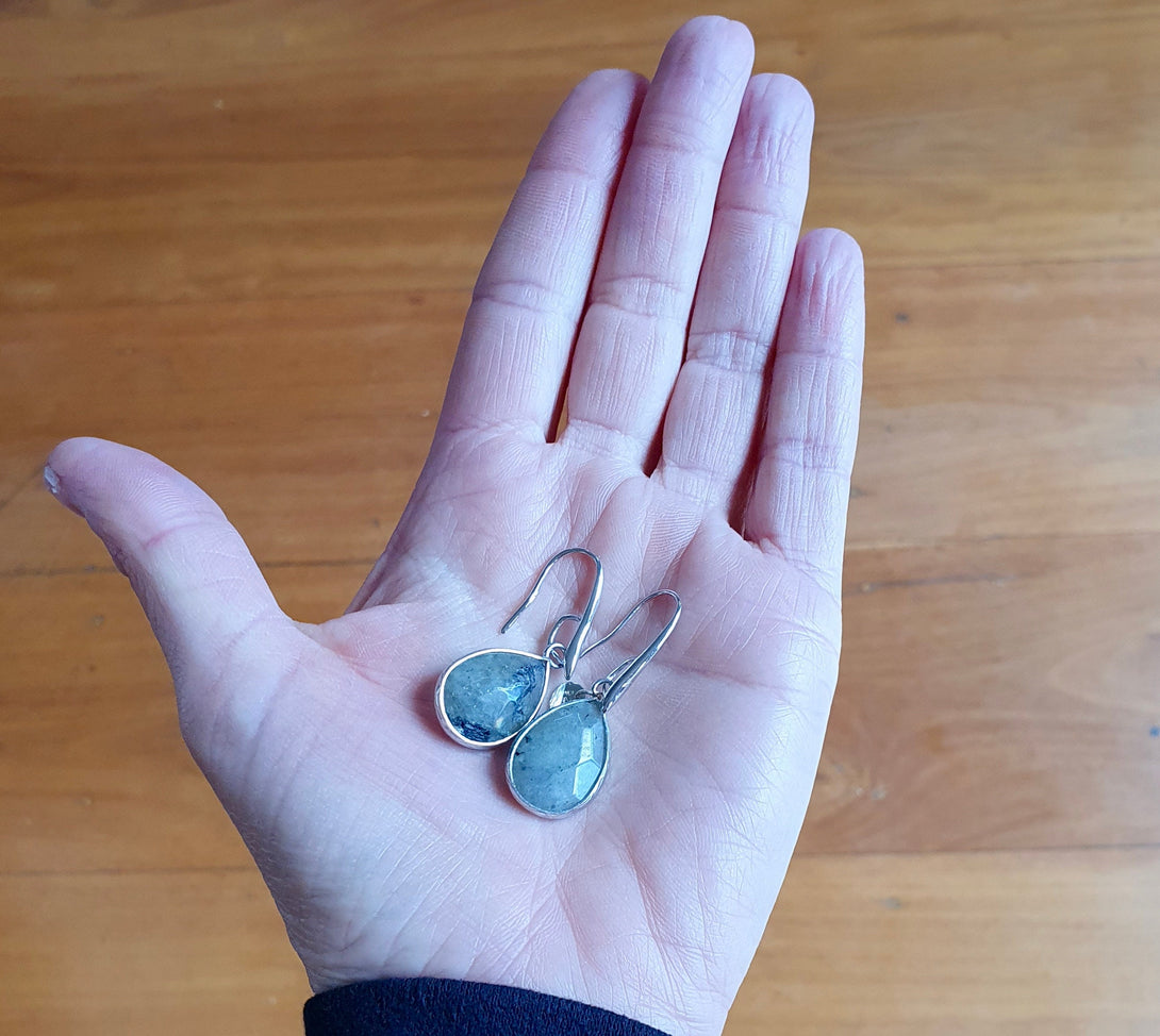 Labradorite Drop Earrings, Birthstone Jewellery