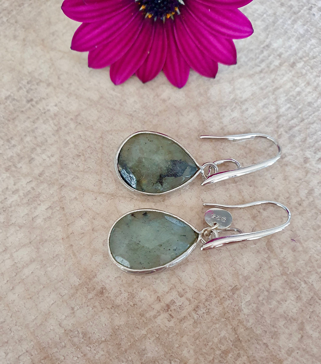 Labradorite Drop Earrings, Birthstone Jewellery