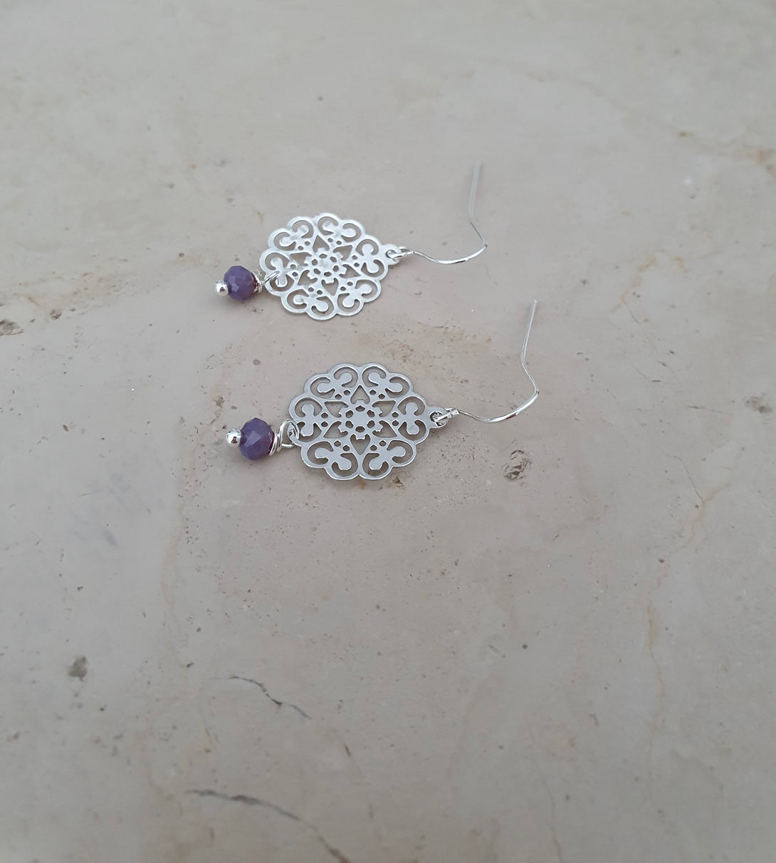 Dainty Filigree Crystal Drop Earrings