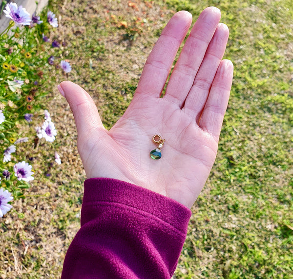 Green Garnet Gemstone Charm Pendant, Symbolic Birthstone Jewellery