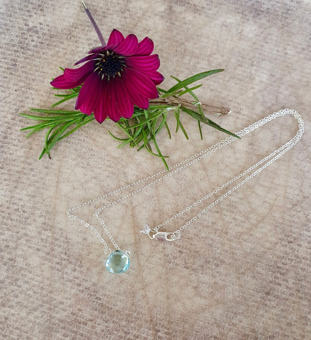 Heart Shape Aquamarine Pendant Necklace In Sterling Silver, March Birthstone