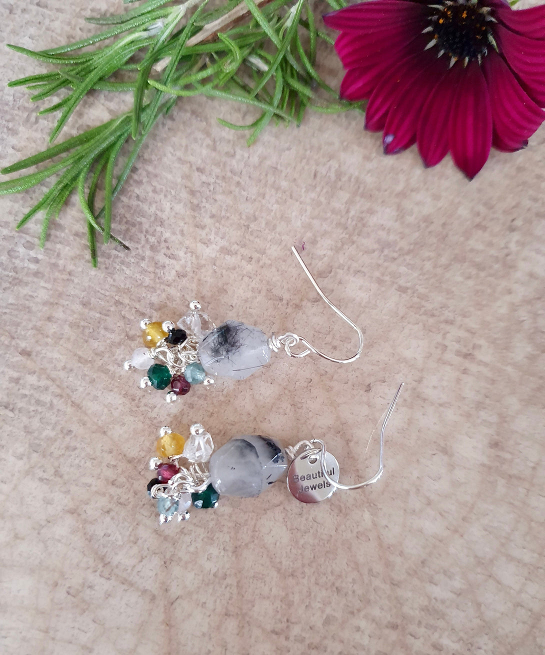 Rutilated Quartz Cluster Gemstone Earrings, Crystals That Heal