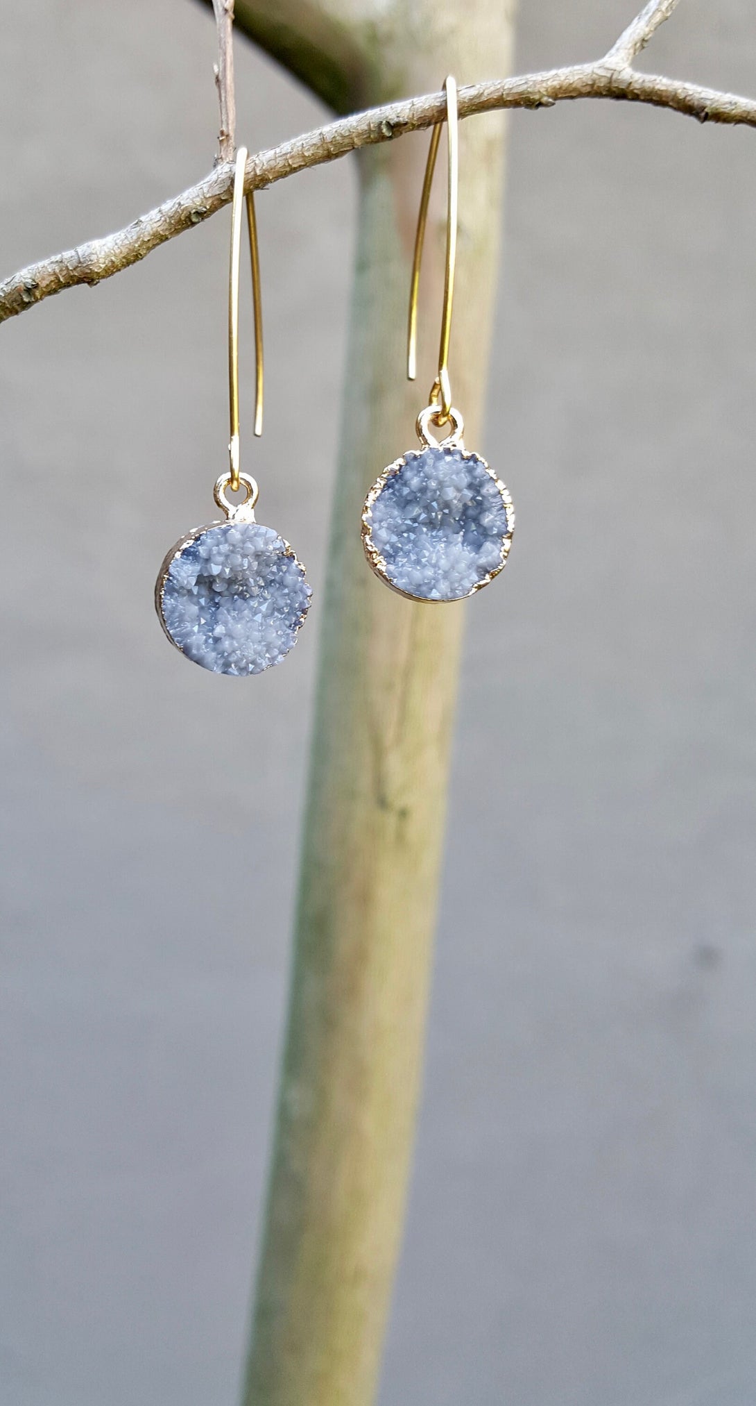 Druzy Quartz And Resin Earrings, Gemstones That Heal