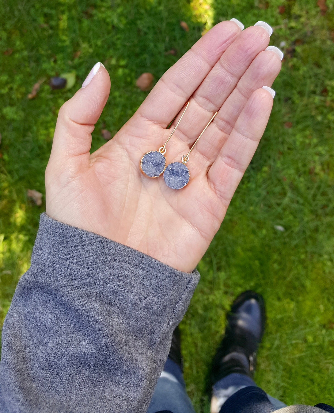 Druzy Quartz And Resin Earrings, Gemstones That Heal