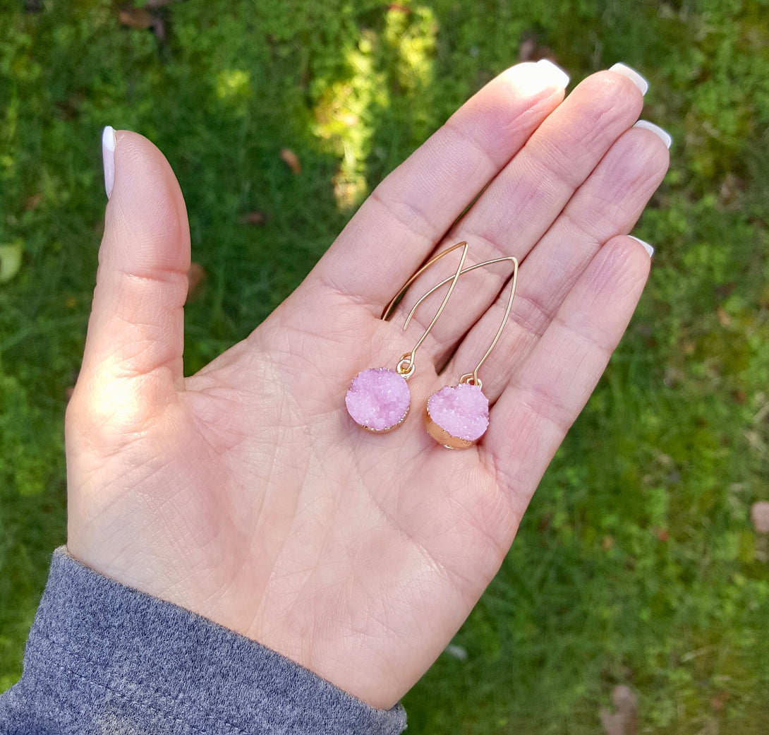 Druzy Quartz And Resin Earrings, Gemstones That Heal