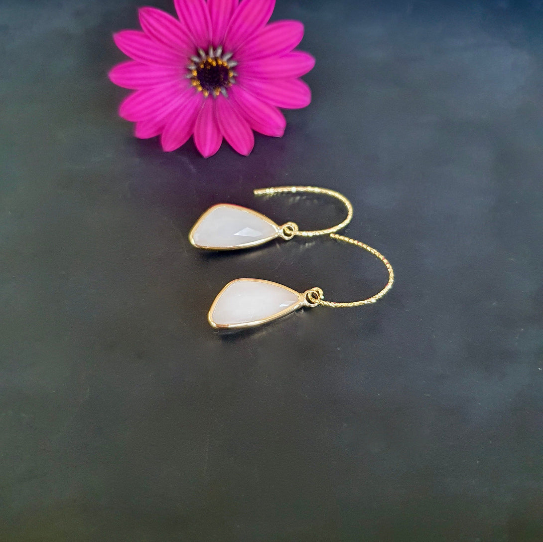 Rose Quartz Drop Earrings, October Birthstone Jewellery