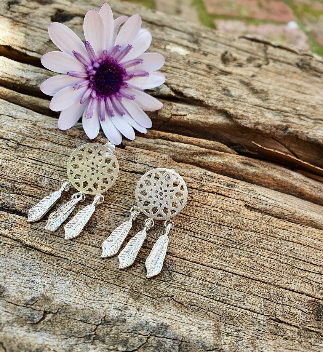 Silver Dreamcatcher Stud Earrings