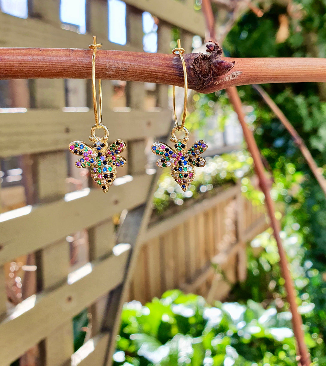 Colourful Bee Hoop Earrings,Pride Gift