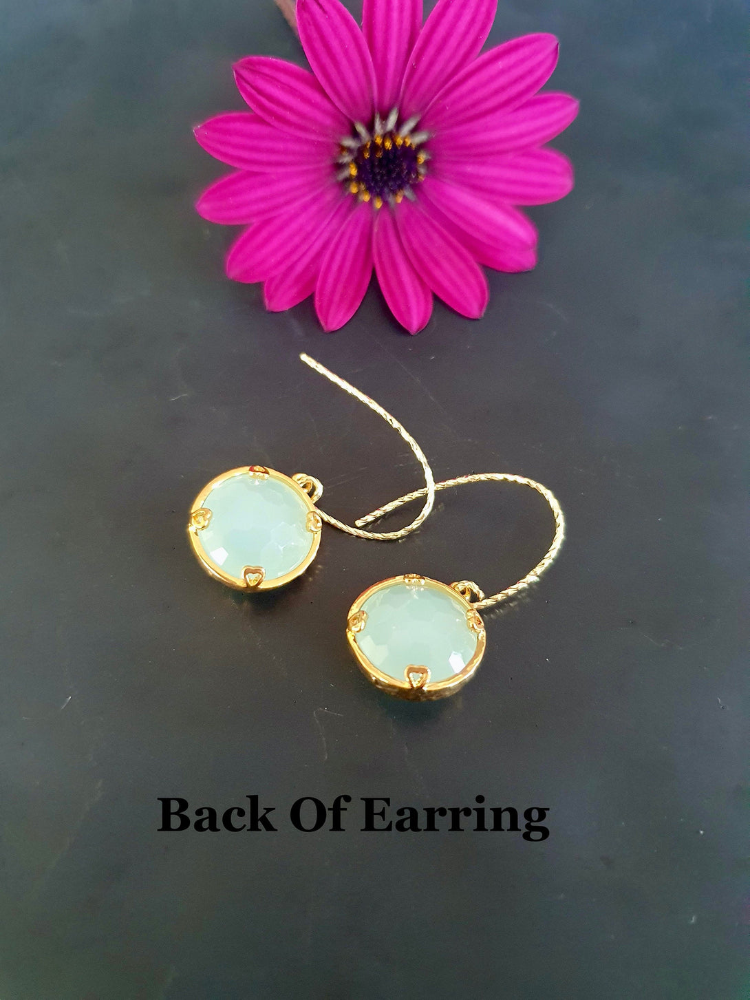 Aquamarine And gold Bezel Earrings, Romantic Jewellery