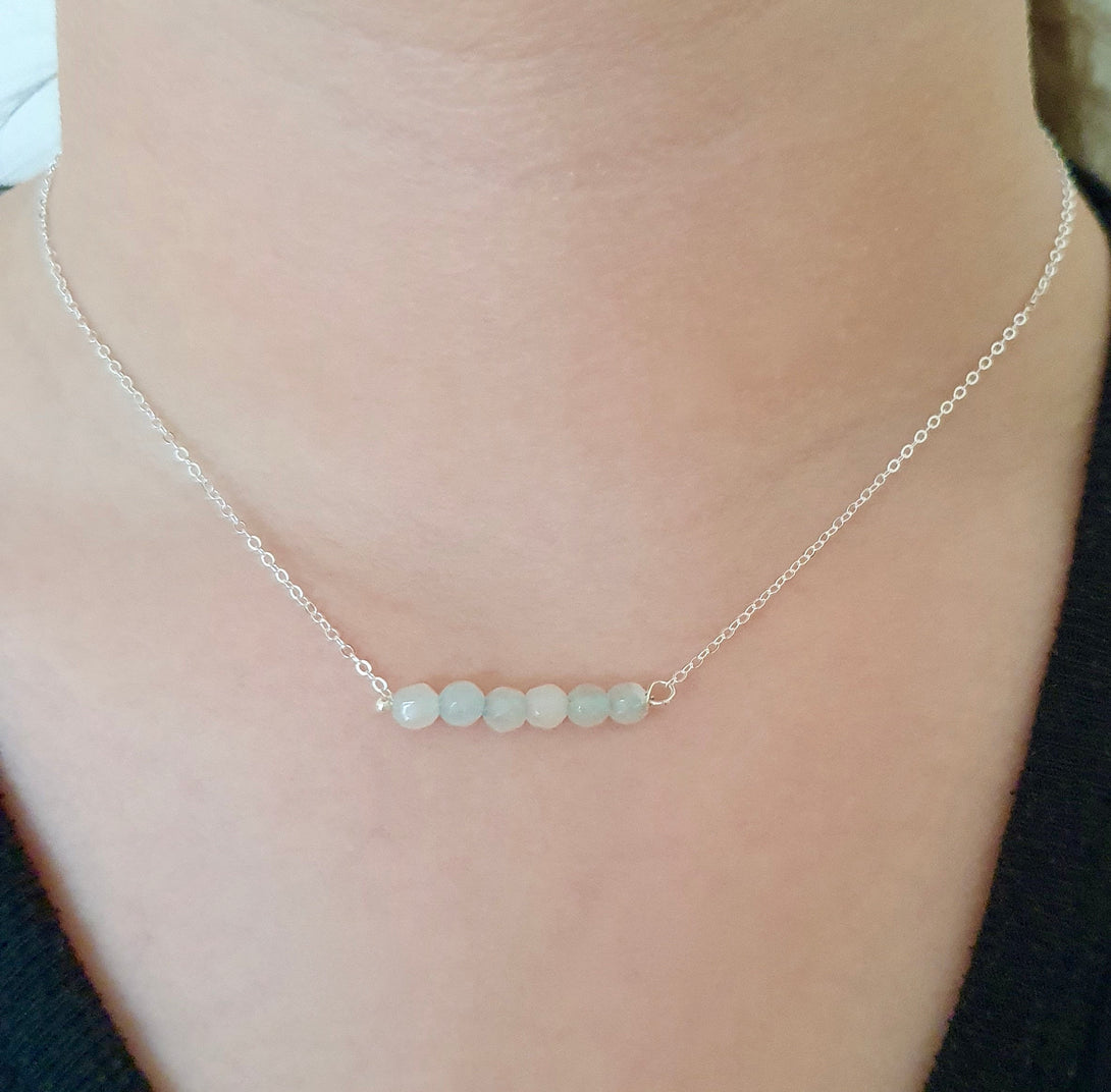 Aquamarine Choker Necklace In Sterling Silver, March Birthstone Jewellery