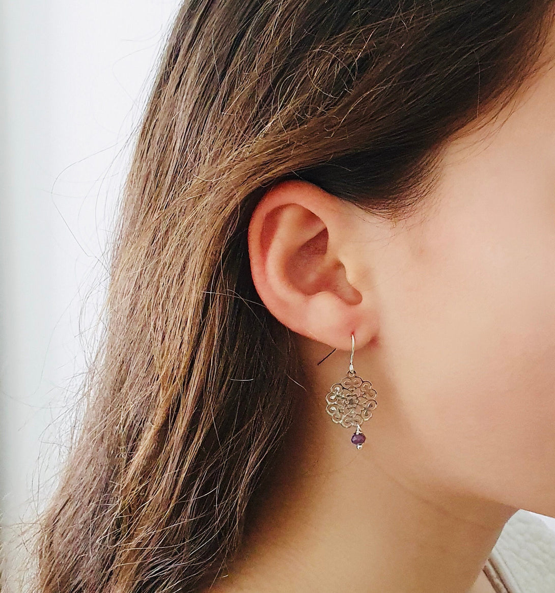 Dainty Filigree Crystal Drop Earrings