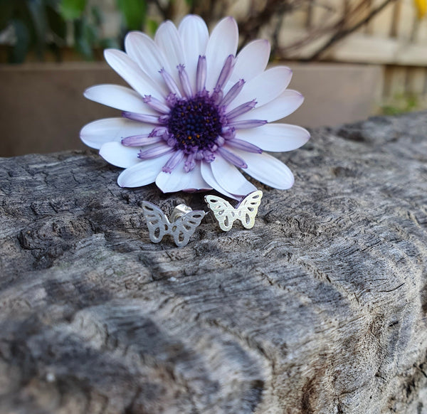 Silver Butterly Stud Earrings