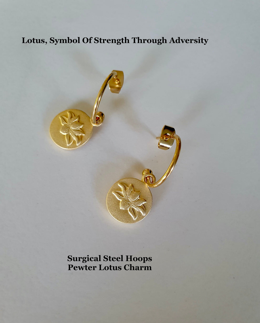 Detachable Lotus Charm Hoop Earrings