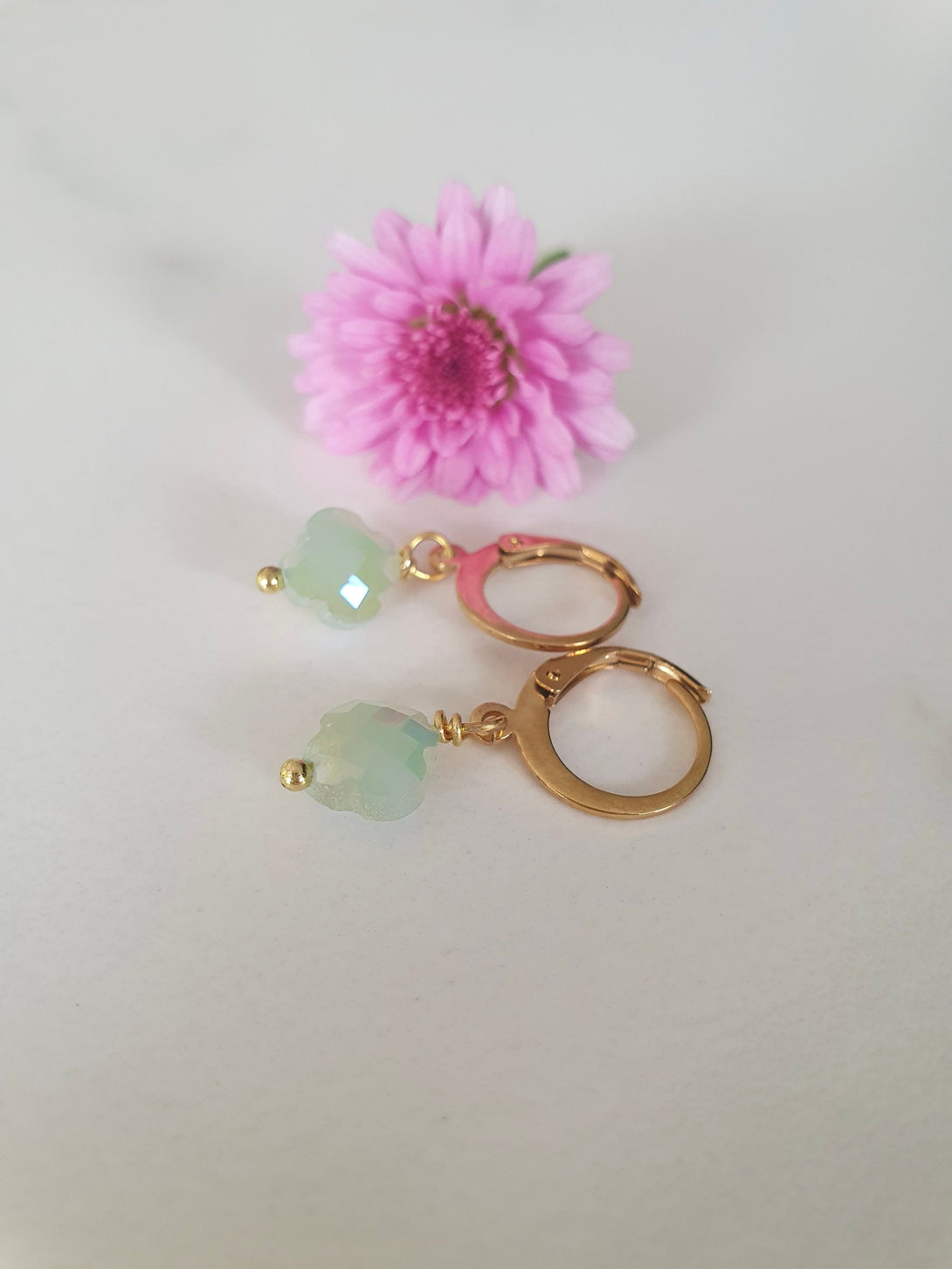 Aquamarine Austrian Crystal Clover Earrings, March Birthstone, Shower Proof, Swim Proof, Sweat Proof