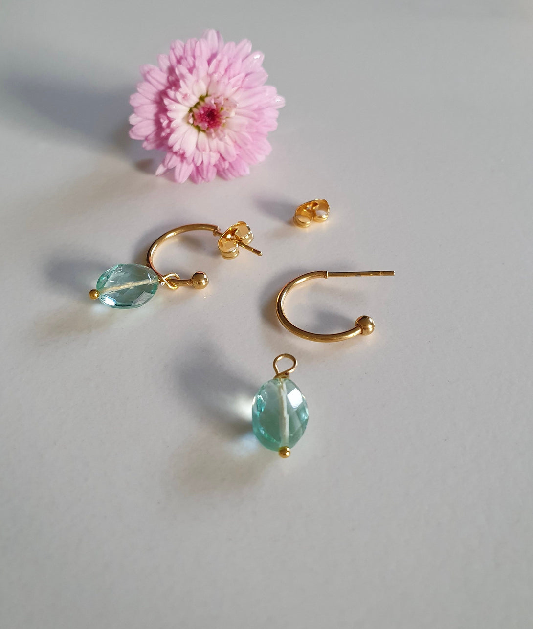 Green Amethyst Detachable Hoop Earrings, February Birthstone Jewellery