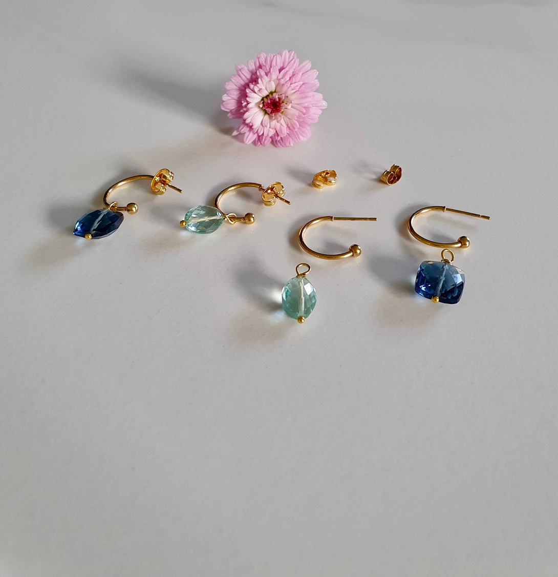 Detachable London Blue Topaz Hoop Earrings, Bridal Jewellery, December Birthstone, Indigo Hoops