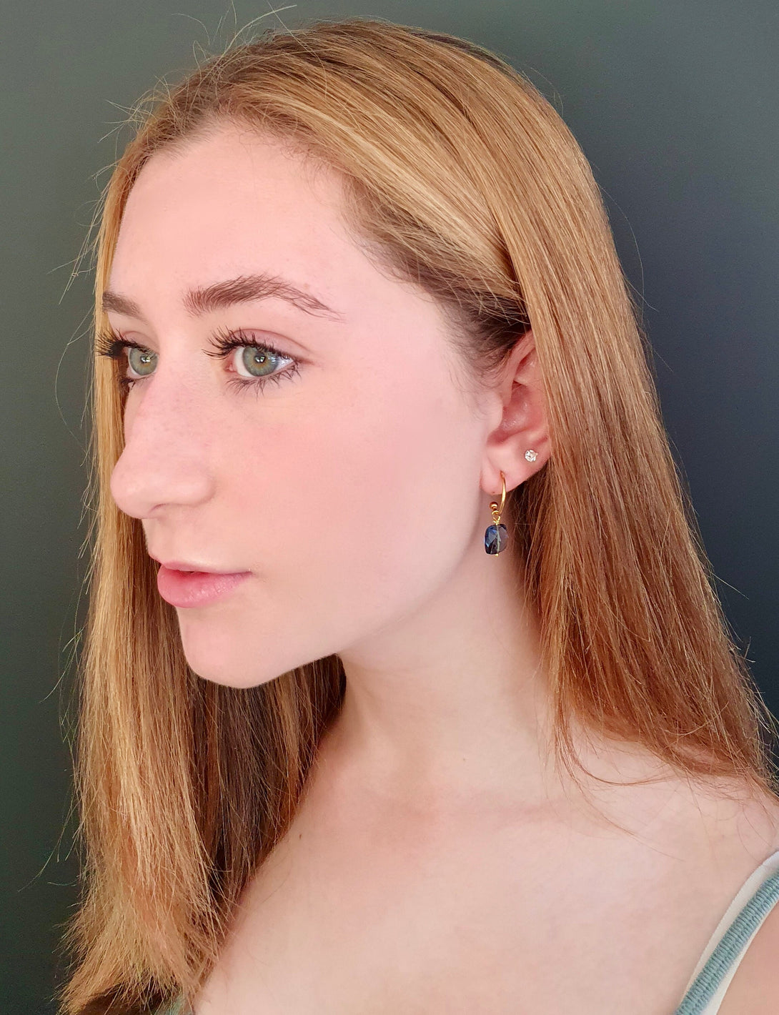 Detachable London Blue Topaz Hoop Earrings, Bridal Jewellery, December Birthstone, Indigo Hoops