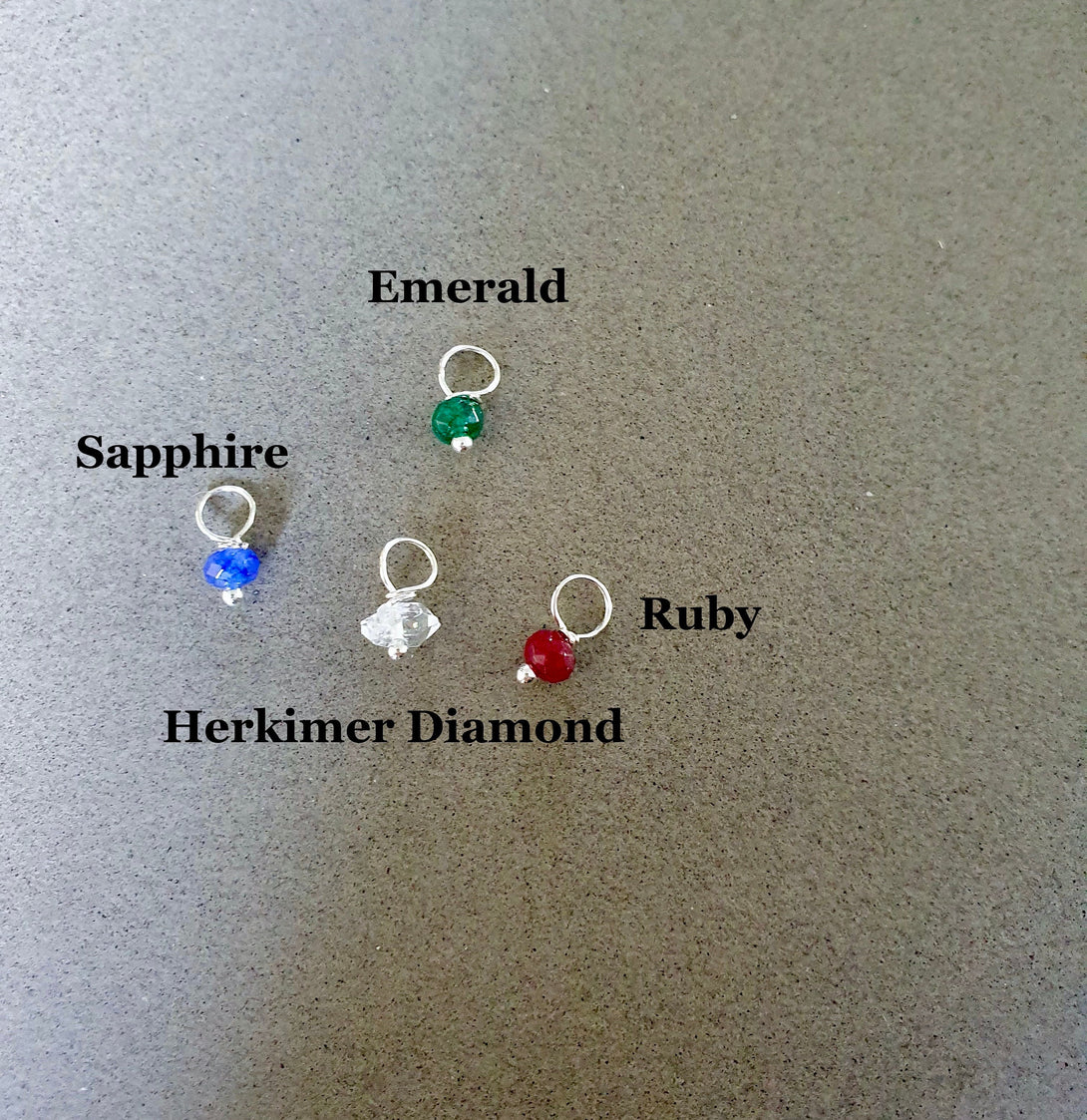 Sterling Silver Gemstone Charm Pendants In Silver And Gold, Birthstone Jewellery