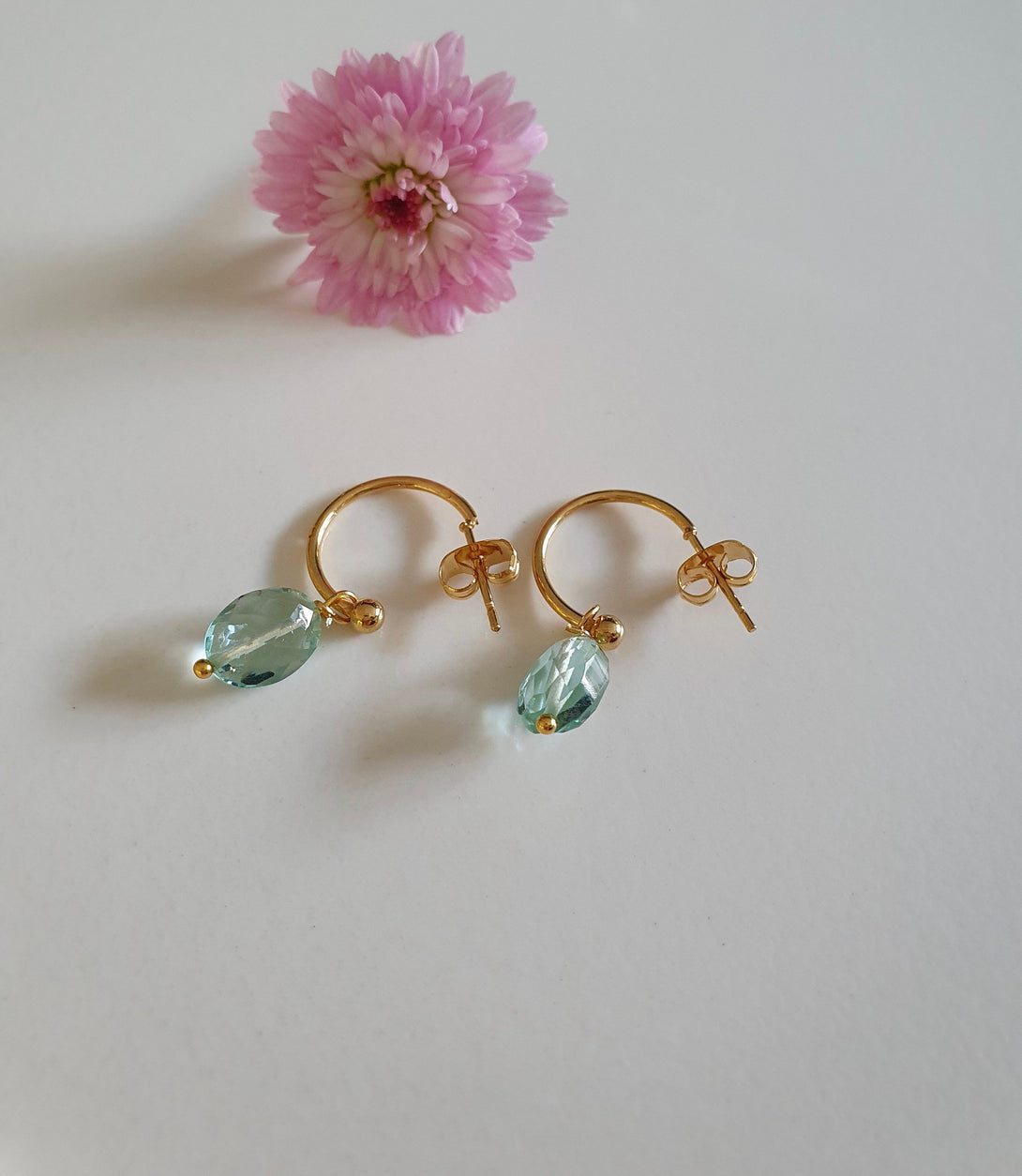 Green Amethyst Detachable Hoop Earrings, February Birthstone Jewellery