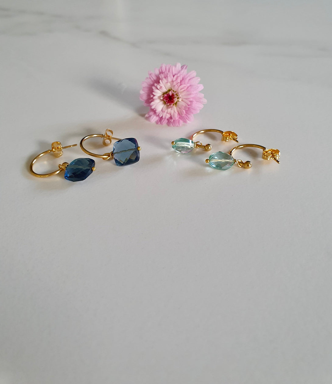 Detachable London Blue Topaz Hoop Earrings, Bridal Jewellery, December Birthstone, Indigo Hoops