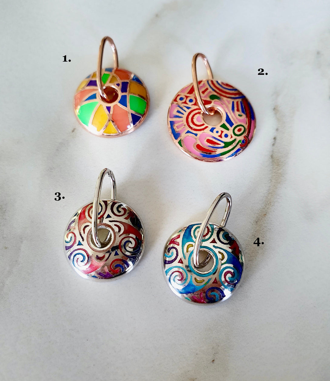 Solid Sterling Silver Hand Enamelled Pendants