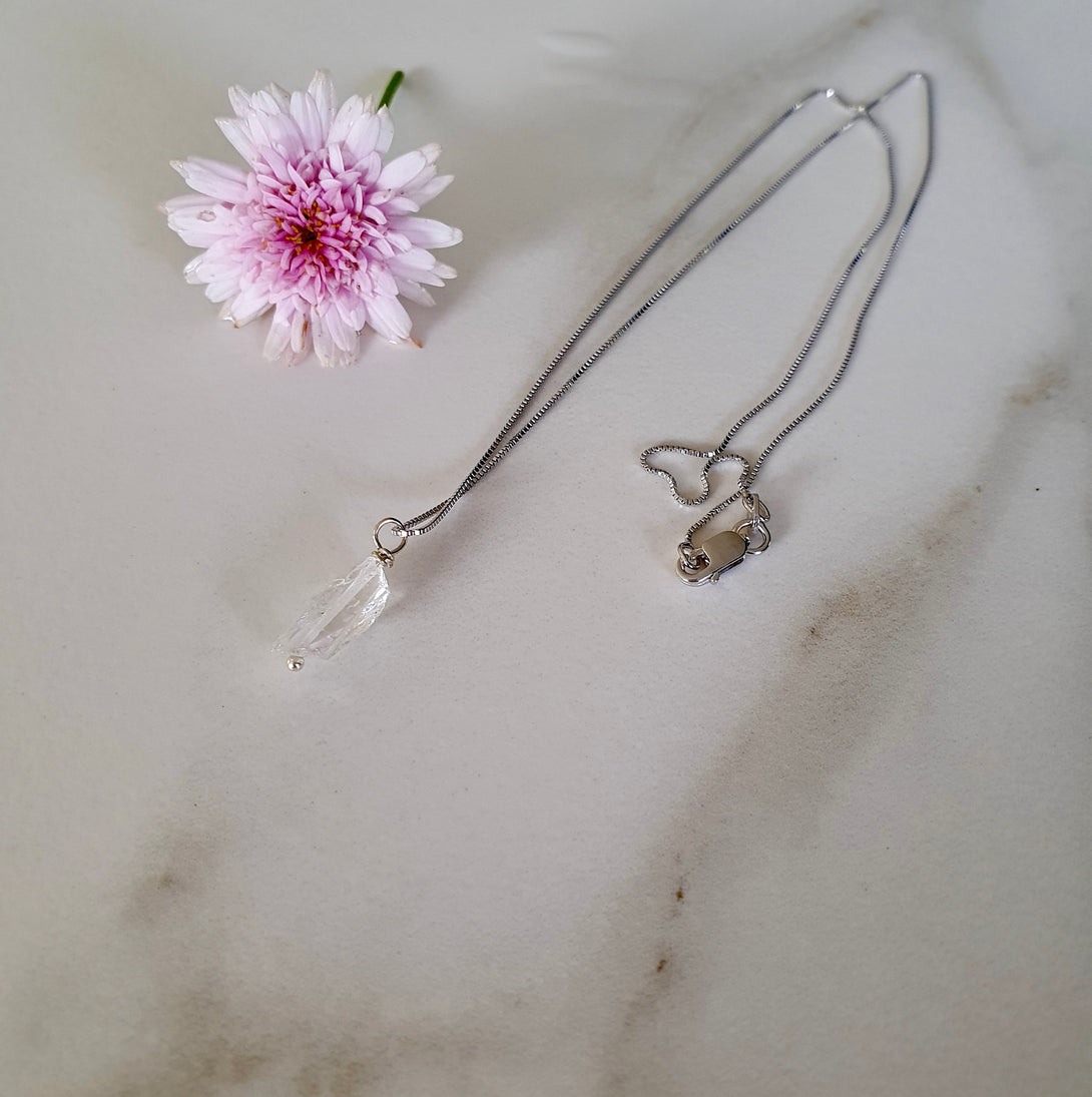 Sterling Silver Herkimer Diamond Necklace, April Birthstone