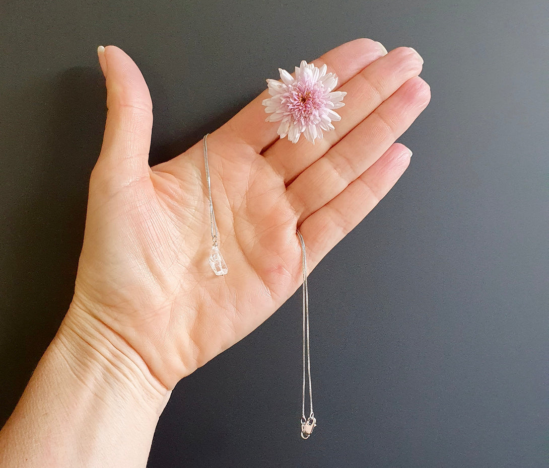 Sterling Silver Herkimer Diamond Necklace, April Birthstone