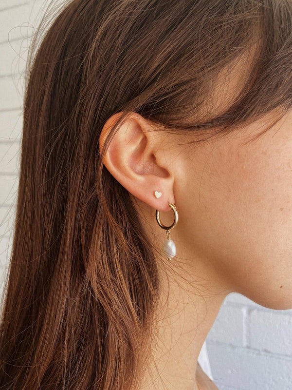 Tiny Gold Or Silver Heart Stud Earrings, Layer Jewellery