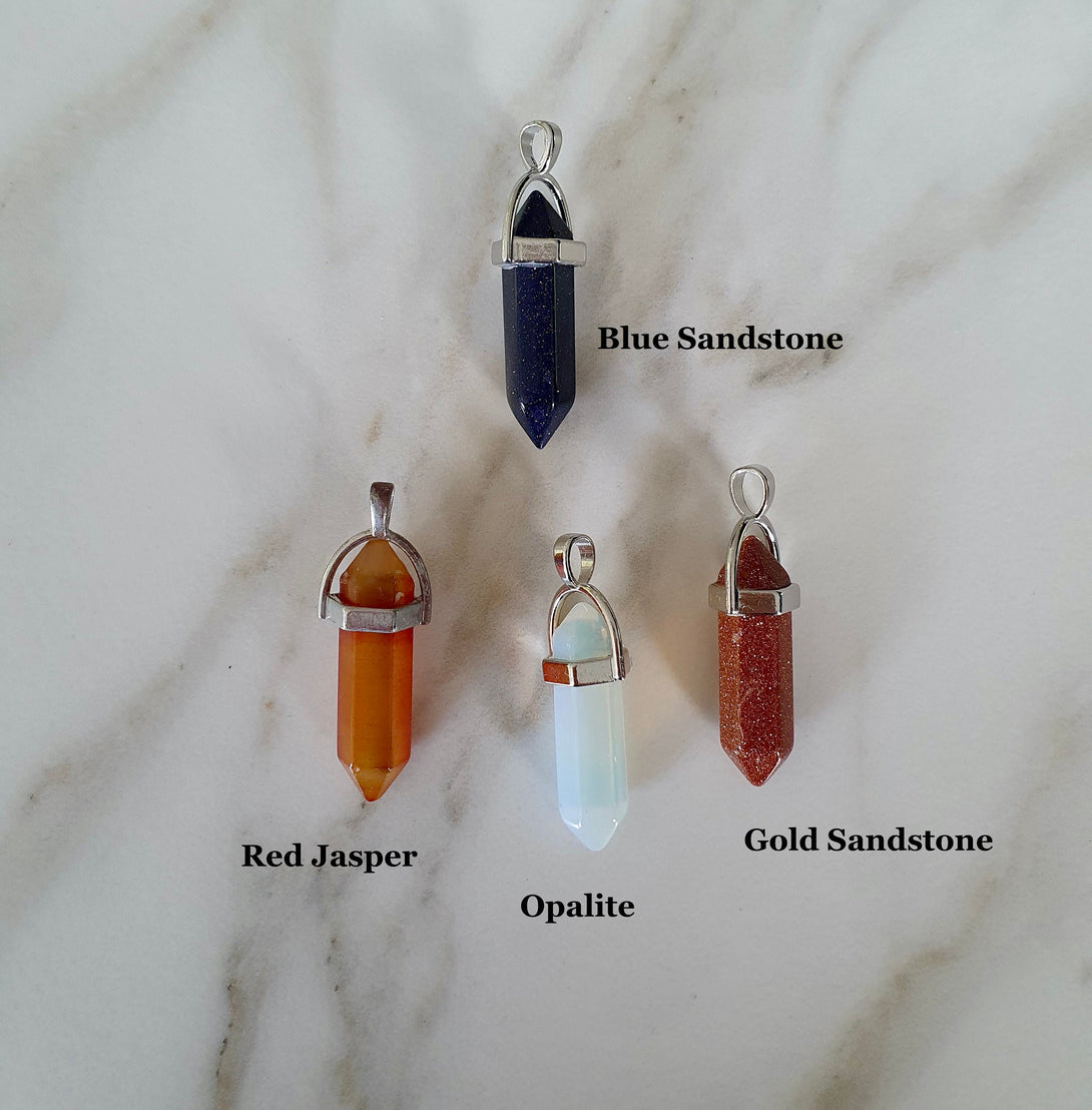 Crystal Bullet Point, Natural Stone Pendulum Healing Pendant