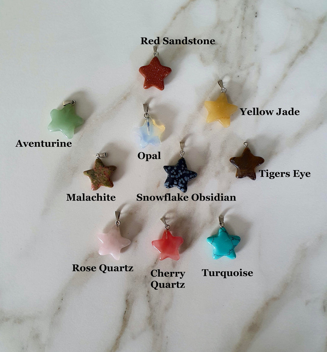 Gemstone Star Pendants, Birthstone Jewellery