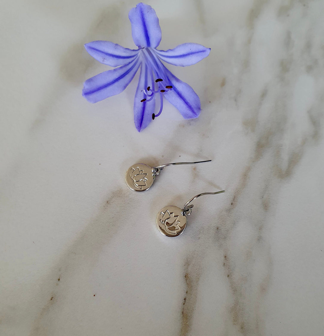 Inspirational Silver Lotus Flower Earrings