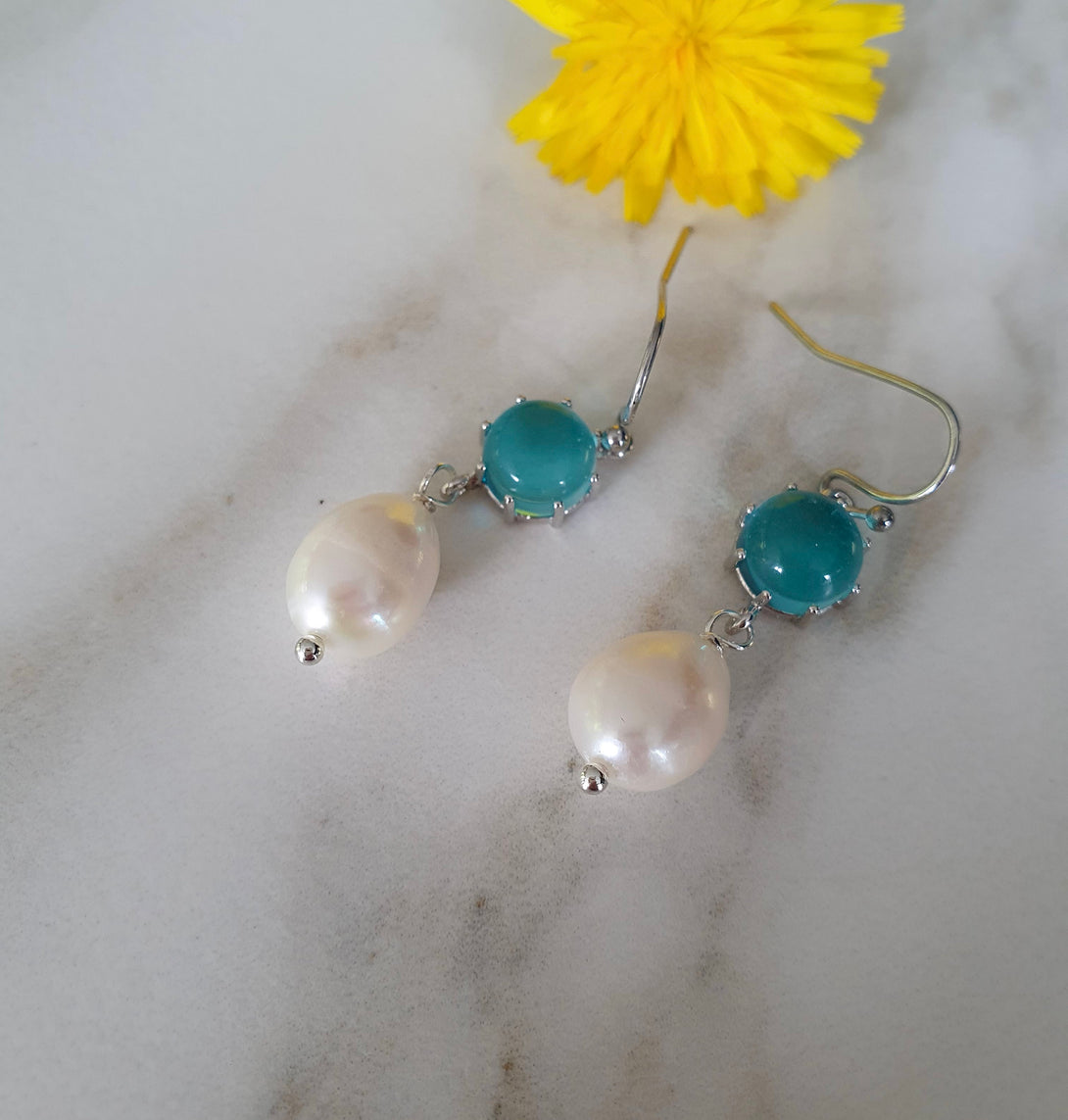 Baroque Pearl And Blue Crystal Drop Earrings, June Birthstone