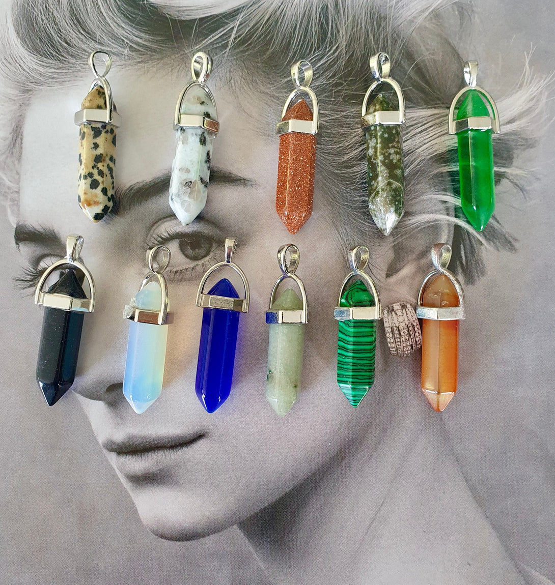 Crystal Bullet Point, Natural Stone Pendulum Healing Pendant