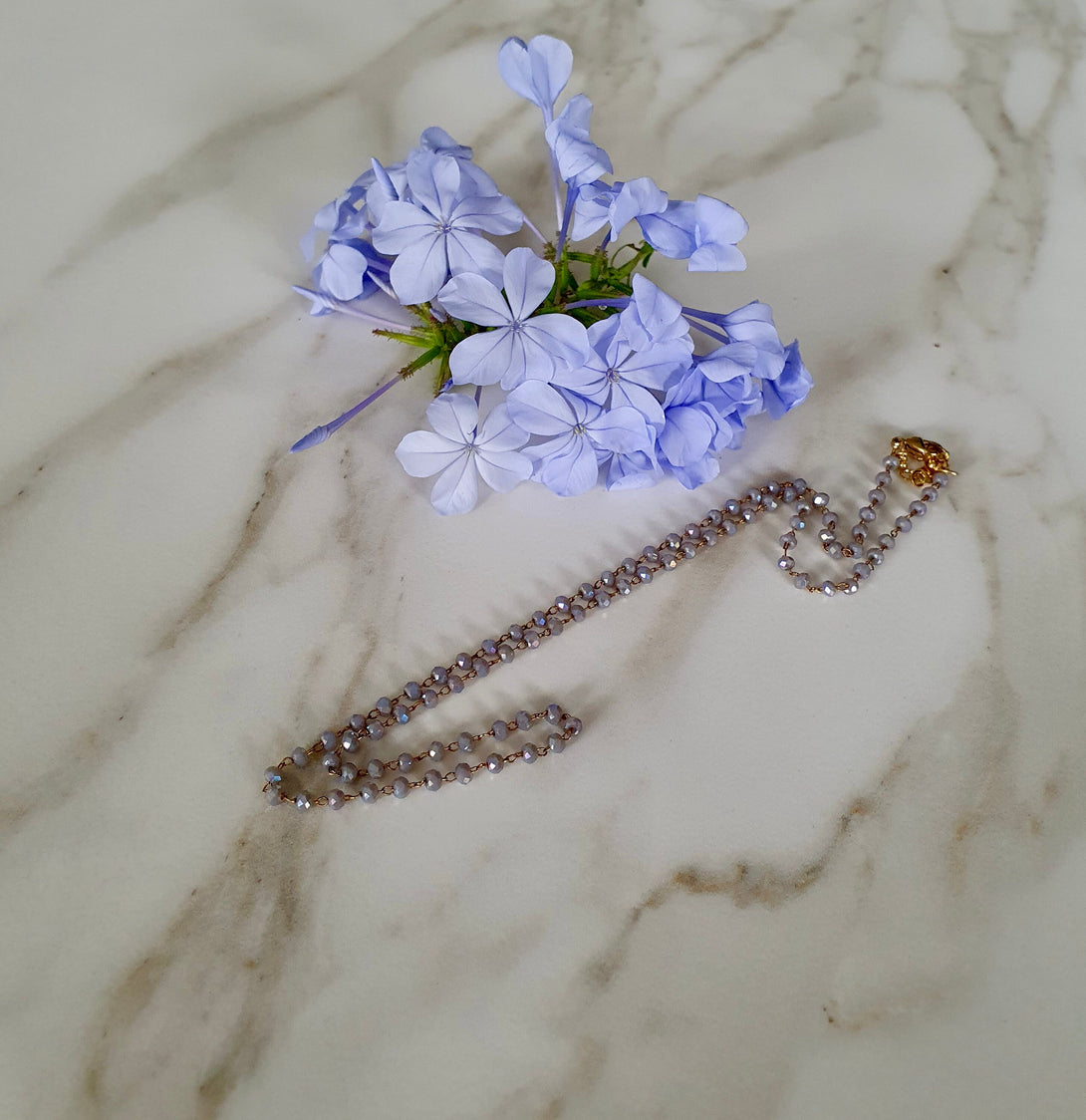 Dainty And Delicate Blue/Grey Austrian Crystal Necklace