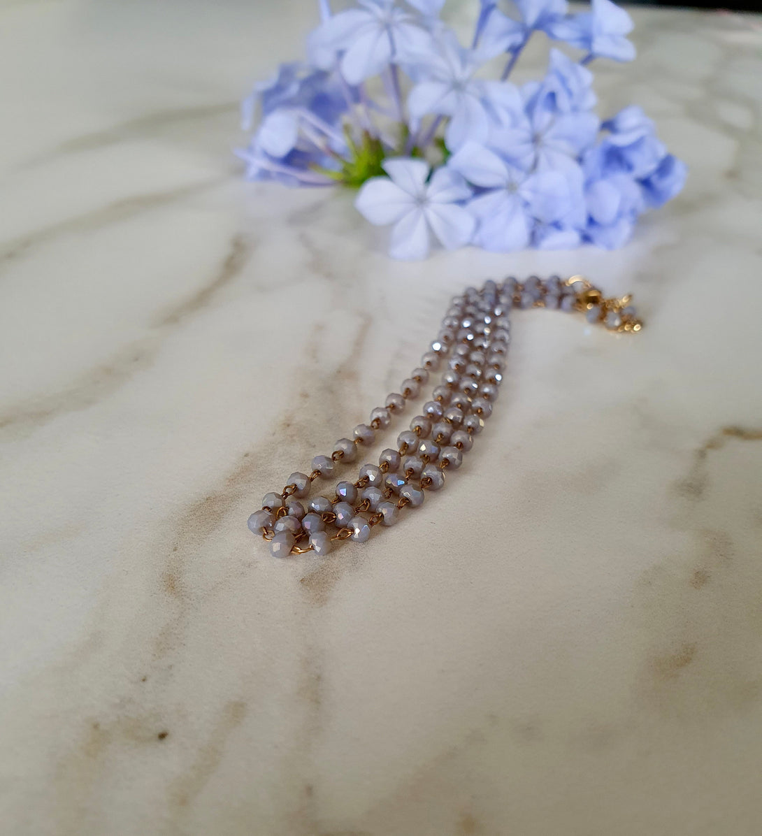 Dainty And Delicate Blue/Grey Austrian Crystal Necklace