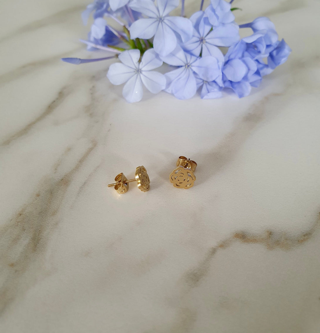 Cute Flower Stud Earrings, Hypoallergenic Jewellery, Camellia Jewellery